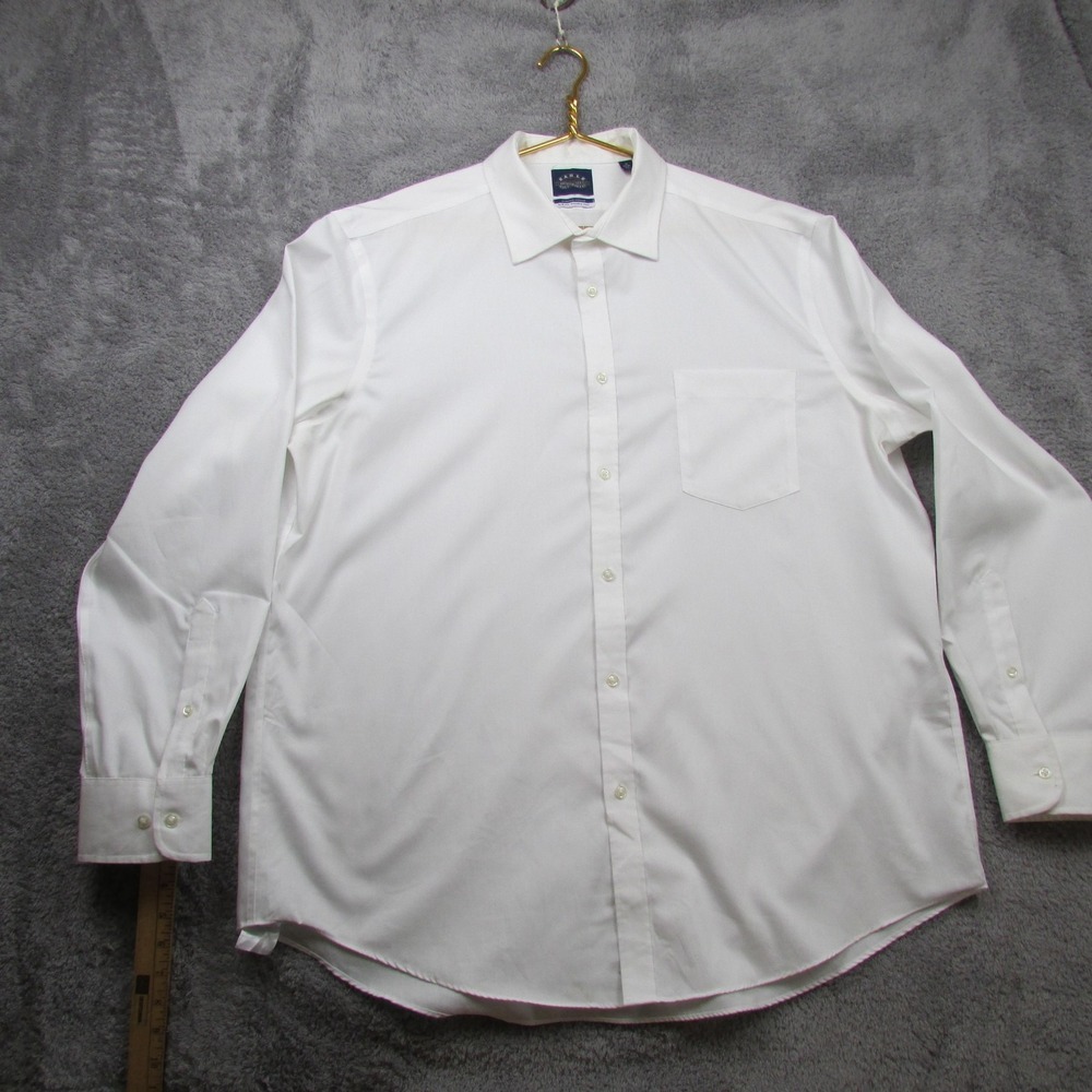 Eagle Shirtmakers Dress Shirt Mens 2XL 18 34/35‎ White Slim Fit Wrinkle Free
